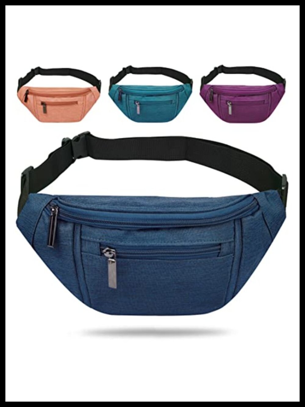 AIKENDO Fanny Pack Crossbody Waist Bag Nylon 4 Pockets Adjustable Strap